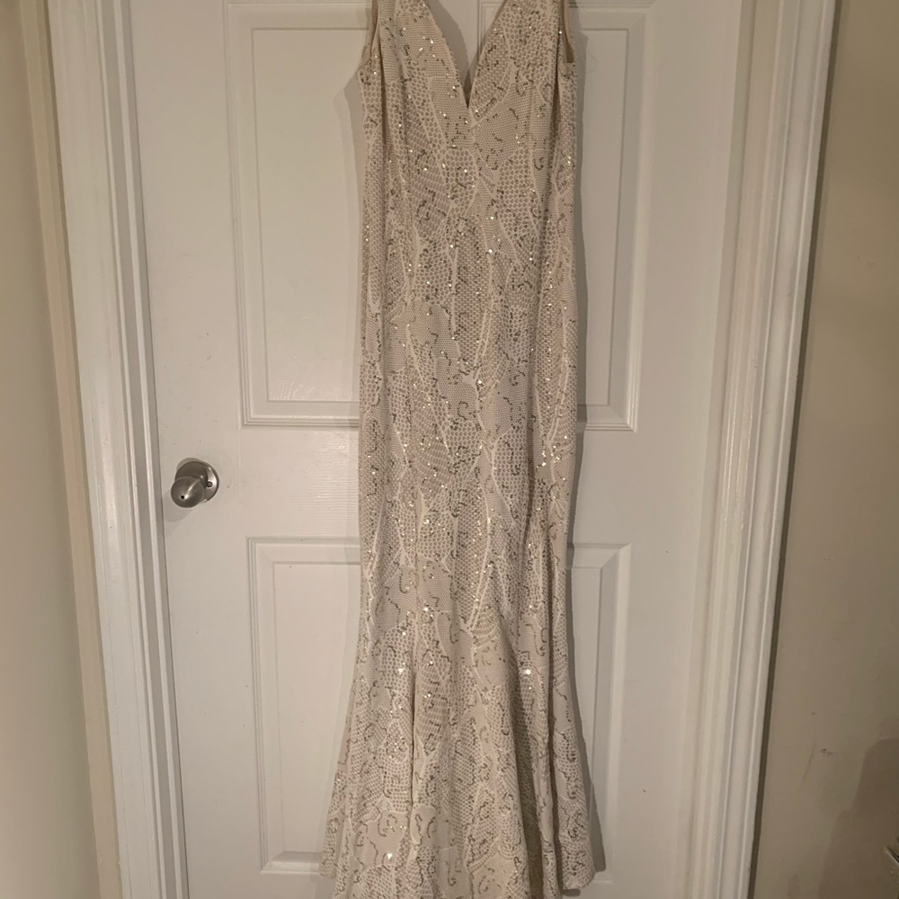 Nude lace evening dress